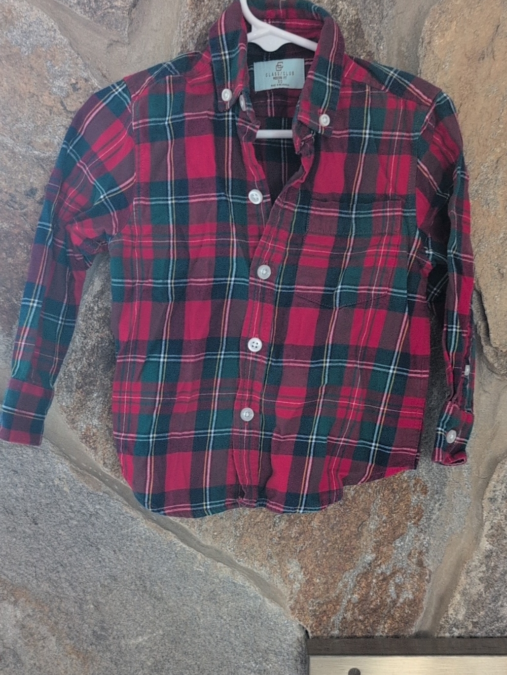 Childrens Red & Green Plaid Button-Down Shirt - Classic Style